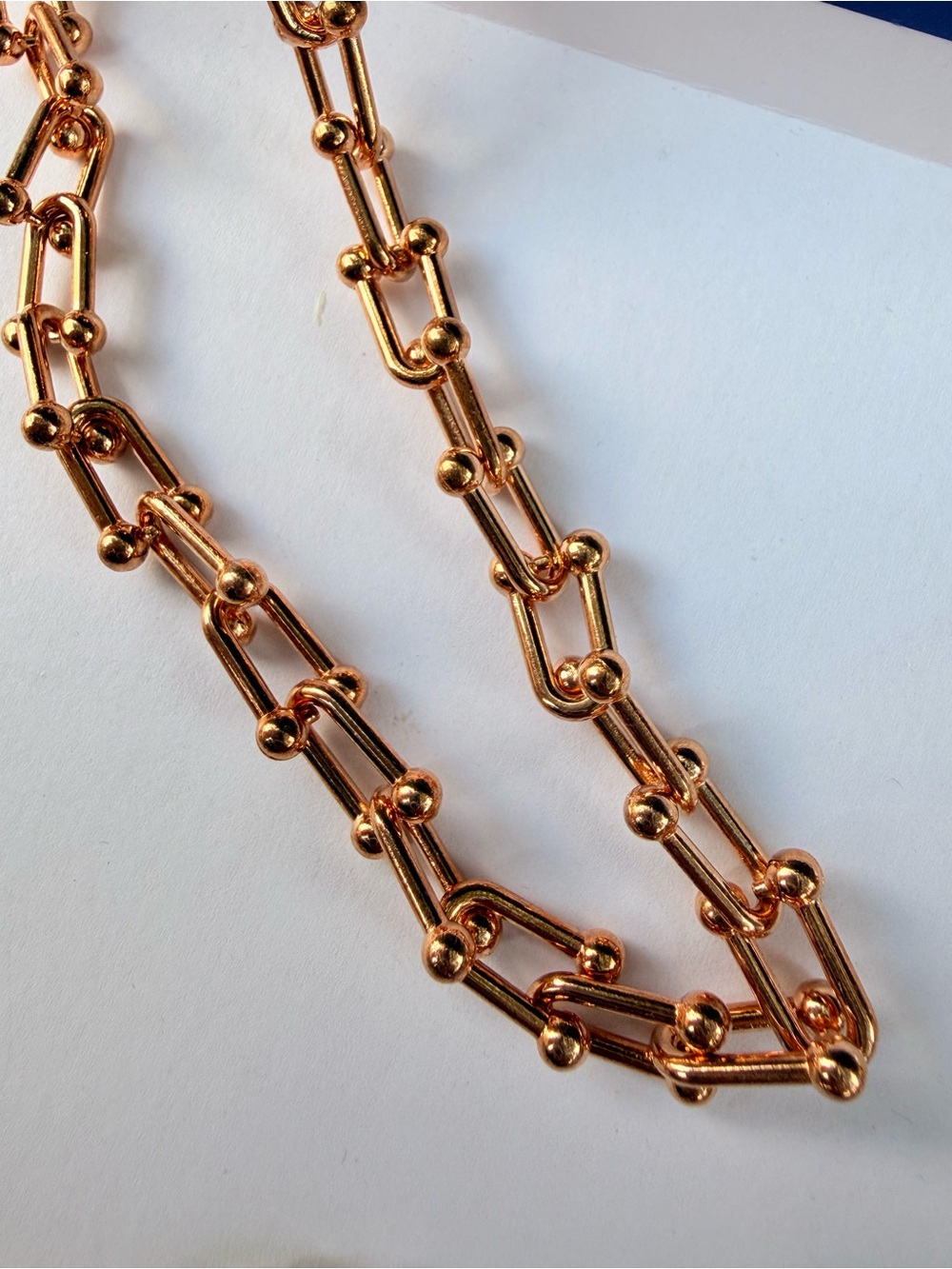 U shape Graduated Rose Gold Link Bead Necklace - Jewelry